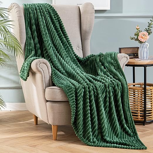 Κουβέρτα Fleece Υπέρδιπλη 220Χ240 Stripe Green
