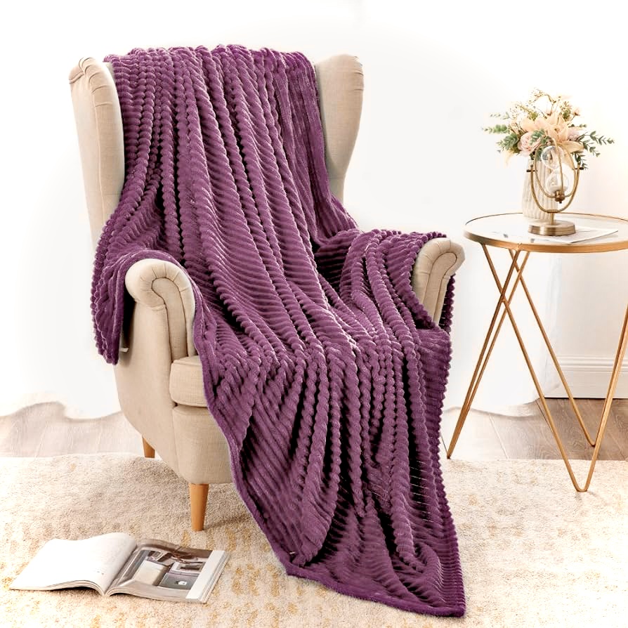 Κουβέρτα Fleece Υπέρδιπλη 220Χ240 Stripe Lilac