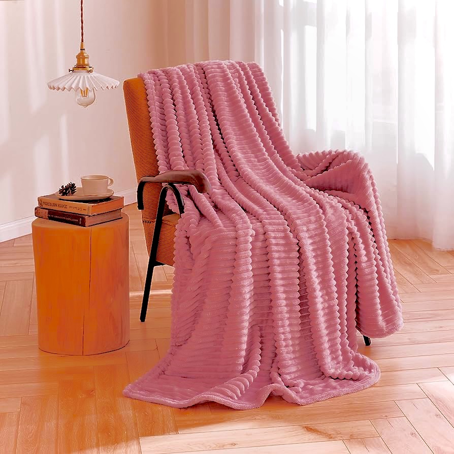 Κουβέρτα Fleece Υπέρδιπλη 220Χ240 Stripe Pink