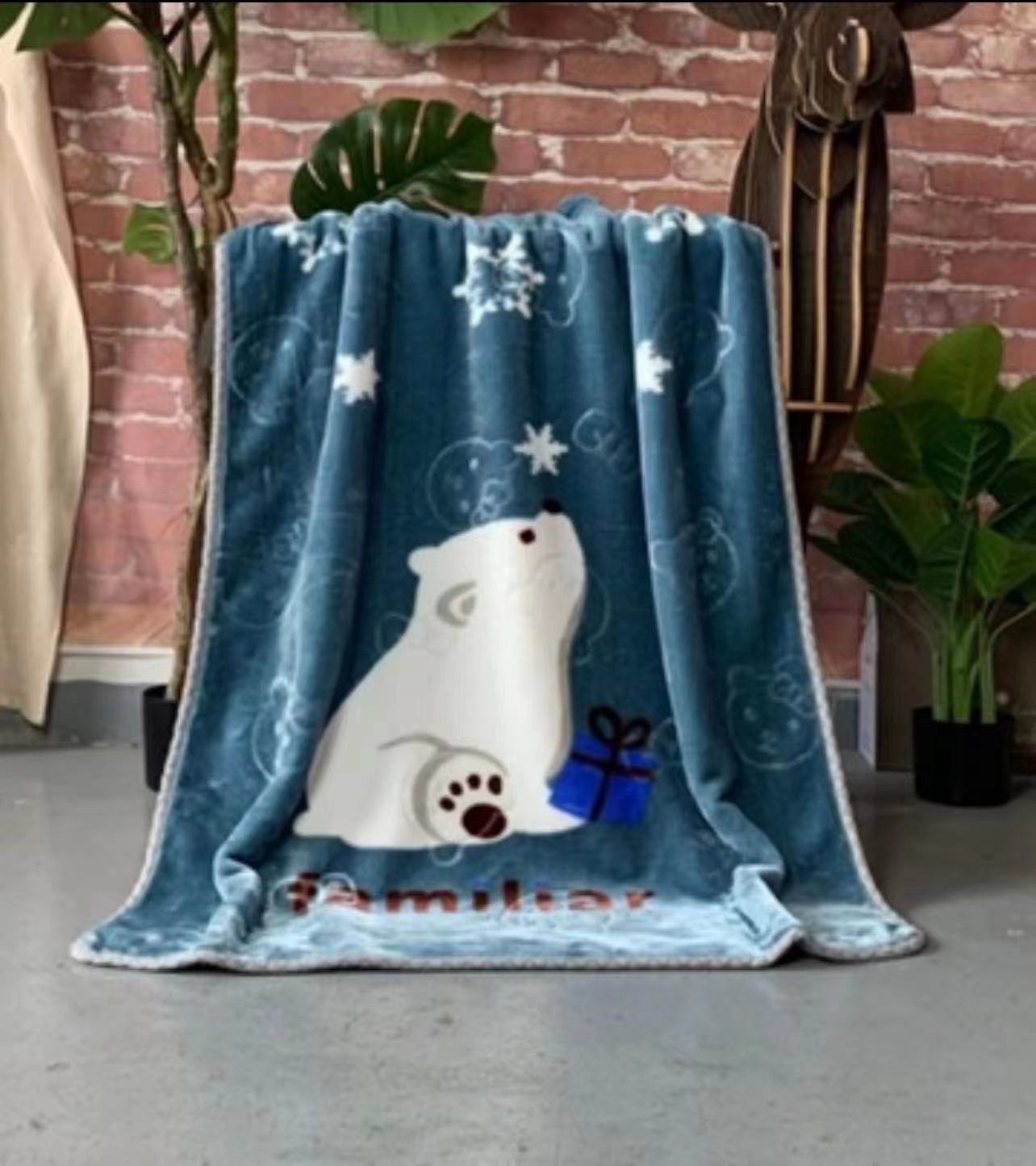 Κουβέρτα Παιδική Βελουτέ 100x130cm Polar Bear Blue