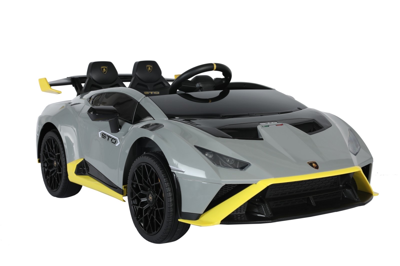 Ηλεκτροκίνητο Αυτοκίνητο Lamborghini Huracan Διθέσιο με USB Bluetooth τιμόνι με λειτουργία drift και τηλεχειριστήριο Γκρι LA555GR